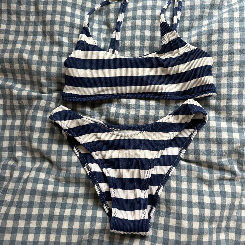 Honey Swim Athens Ribbed Bralette bikini top (S) and bottoms (XS)